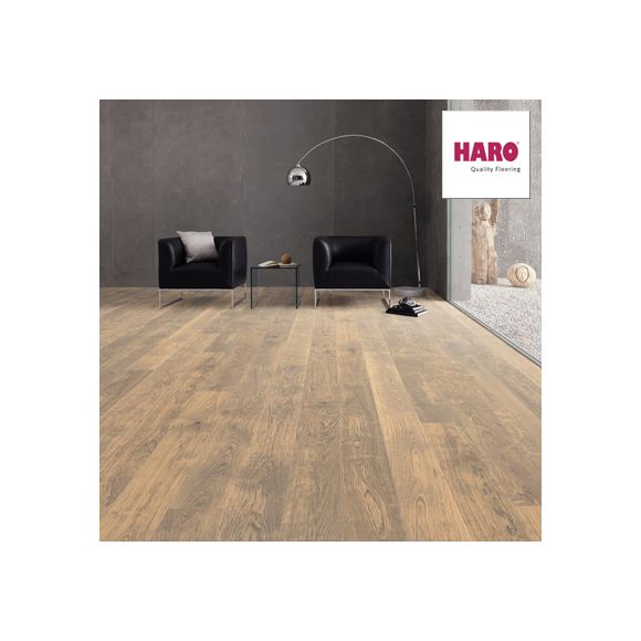 529063 Haro Parquet - Planche large à l'ancienne série 4000 - Chêne blanc barrique selectiv brossé 4V huilé Oleovera 