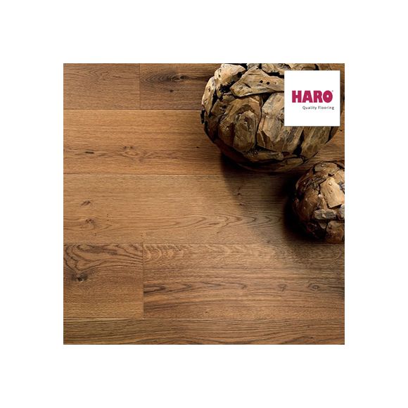 547519 Haro Parquet - Planche large à l'ancienne série 4000 - Chêne fumé sauvage brossé 4V verni Naturadur