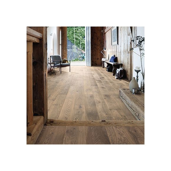 530795 Haro Parquet - Planche large à l'ancienne série 4000 - Chêne gris tabac sauvage brossé retro 4V huilé Naturalin +