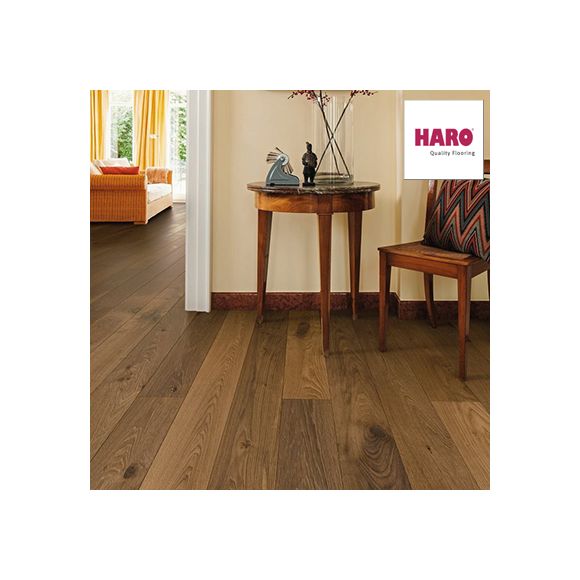 534152 Haro Parquet - Planche large à l'ancienne série 4000 - Chêne fumé sauvage brossé rétro 4V huilé Naturalin +