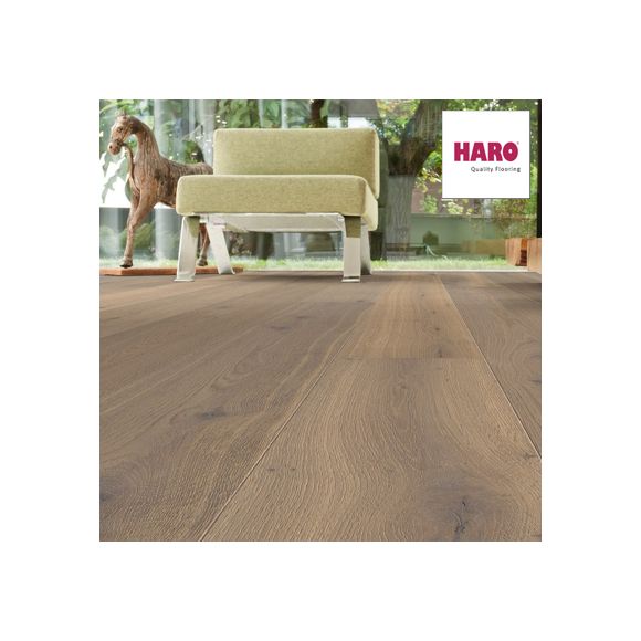 548012 Haro Parquet - Planche large à l'ancienne série 4000 - Chêne fumé léger - blanc puro sauvage - brossé 4V huilé Naturalin +