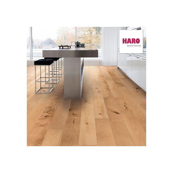 538951 Haro Parquet - Planche large à l'ancienne série 4000 - Hêtre Etuvé universal brossé 4 V huilé Naturalin +