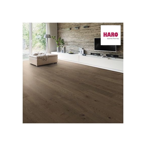 539589 Haro Parquet - Planche large à l'ancienne série 4000 - Chêne brun roseau sauvage brossé 4V huilé Naturalin +