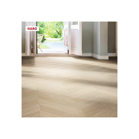 545178 HARO Sol Stratifié TRITTY 200 Aqua Chevron 4VM Chêne blanc 