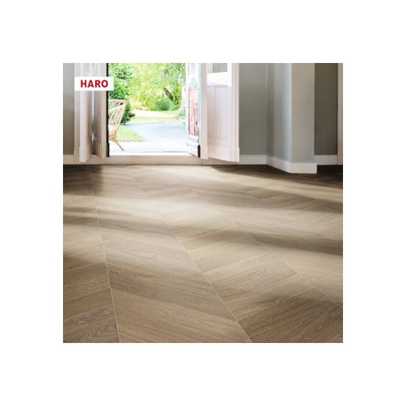 HARO Sol Stratifié TRITTY 200 Aqua Chevron 4VM Chêne Fumé
