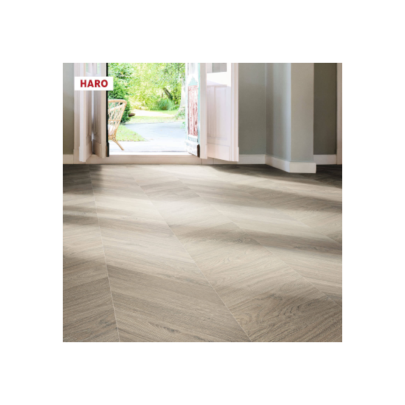 HARO Sol Stratifié TRITTY 200 Aqua Chevron 4VM Chêne Gris