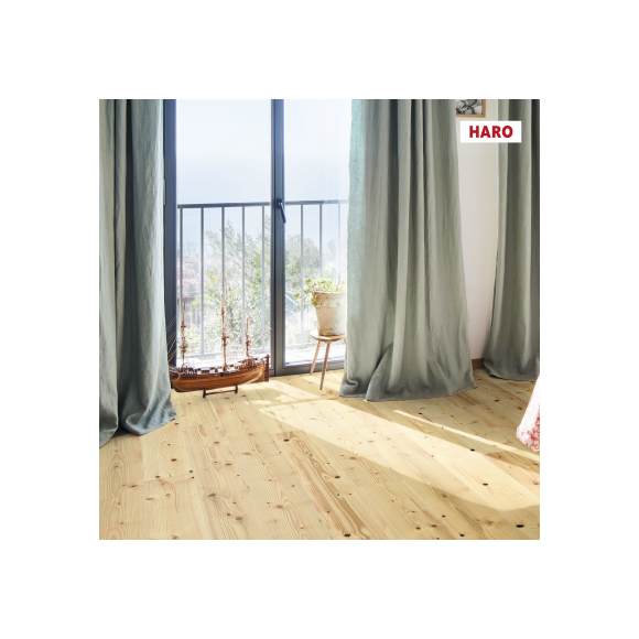 547609 Haro Parquet - Planche large à l'ancienne série 4000 - Sapin universal brossé 4V verni Naturadur
