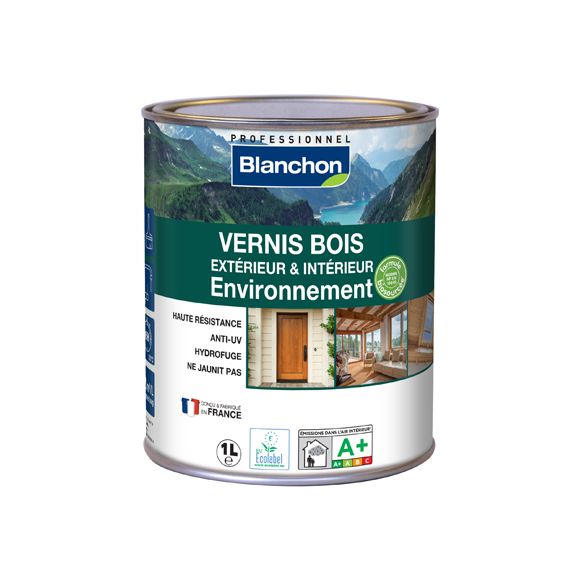 Blanchon - Vernis Bois Extérieur & Intérieur Environnement Biosourcé - 1L - Incolore Mat