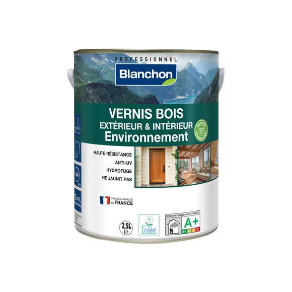 Blanchon - Vernis Bois Extérieur & Intérieur Environnement Biosourcé - 2.5L - Incolore Satiné