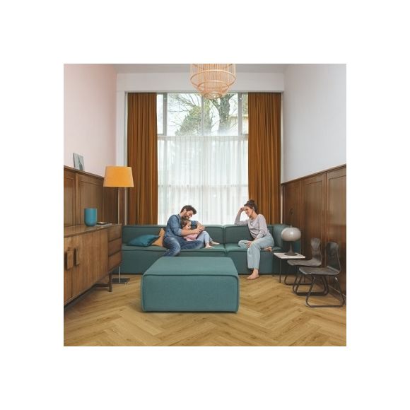 Sol pvc Quick Step bâton rompu avec sous-couche intégrée - Ciro - Chêne fumé ramageux