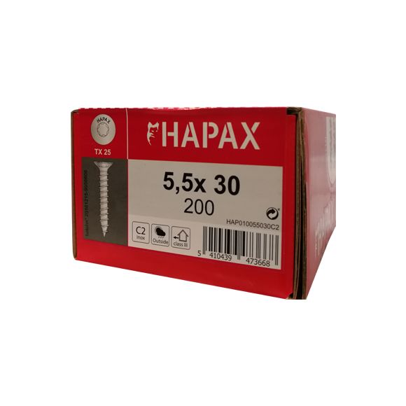 Hapax - Vis Terrasse Inox C2 5,5x30 - Boîte de 200