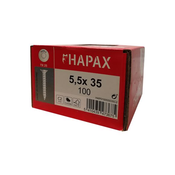 Hapax - Vis Terrasse Inox C2 5,5x35 - Boîte de 100