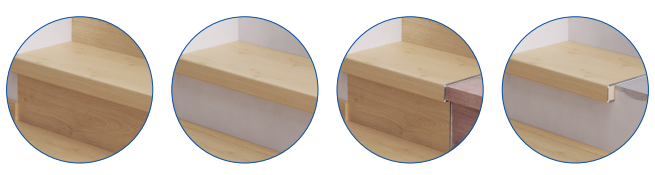 Les différentes possibilité d'installation du couvre-marche vinyl